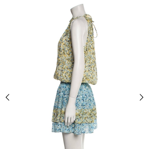RAMY BROOK • Women’s Silk Yellow Blue Floral Mini Dress Small NWOT - Picture 4 of 11
